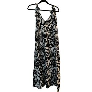 Isabel by Ingrid & Isabel Maternity Maxi Dress Black White Floral Tie Shoulder S